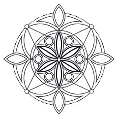 Abstract geometric crystal line art design with vibrant color accents