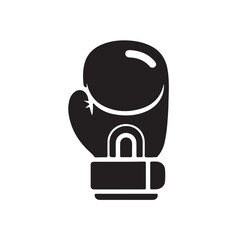 Stylized Black Boxing Glove Icon on White Background