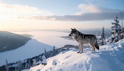 Majestic Winter Wolf: A Lone Predator in a Frozen Wilderness