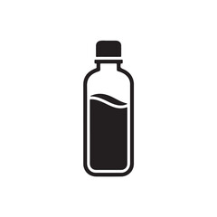 Simple Black Icon of a Bottle with Liquid