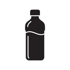 Black Silhouette Icon of a Bottle with Liquid