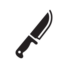 Black Knife Silhouette on a White Background
