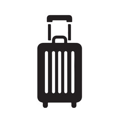 Black Rolling Suitcase Icon with Extended Handle