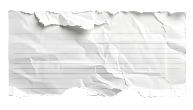 Crumpled, ripped notepad paper