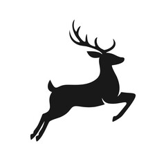 Leaping Stag Silhouette on White Background vector
