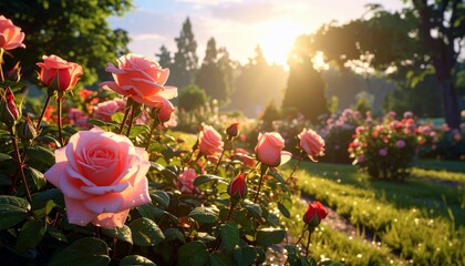 Sunrise Rose Garden: A Serene Floral Paradise