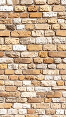 Naklejka premium Tan and Brown Brick Wall with Variegated Pattern Old and Aged Structure