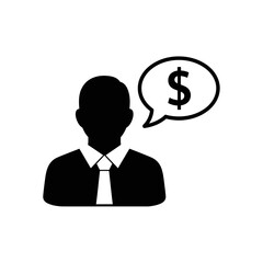 Silhouette of a businessman thinking about money