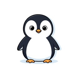 Obraz premium Cute Penguin Cartoon Illustration with White Background and Pixel Art Style in Vector Format
