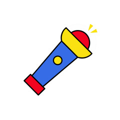 Illustration of a colorful toy flashlight on transparent background