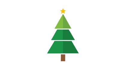 Simple Green Christmas Tree with Yellow Star holiday
