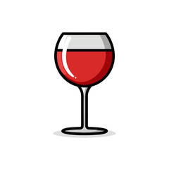 Illustration of a glass filled with red wine on transparent background