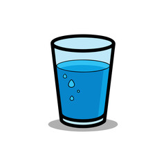 A glass of blue water with some bubbles on transparent background