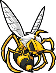 ANGRY HONEYBEE FLYING CARTOON ILLUSTRATION