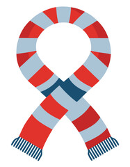 Striped Scarf Ribbon Icon Red and Blue light blue