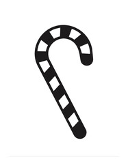 Stylized black and white candy cane illustration Keywords: candy cane, Christmas, holiday, sweet