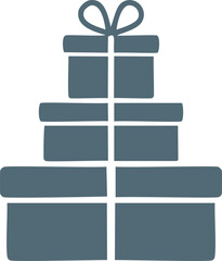 Tall Stacked Gift Boxes Icon With Ribbon present pile
