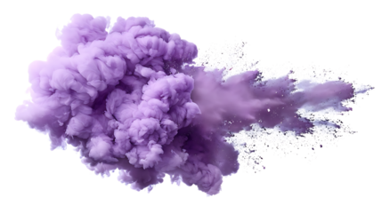 Explosion of purple powder isolated on transparent background creates a mesmerizing visual effect, perfect for adding a touch of magic to your designs