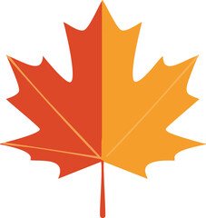 Two- Toned Orange and Red Maple Leaf autumn fall