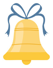 Yellow Bell With Blue Ribbon And Stripes striped