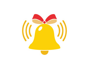 Yellow Bell with Red and Beige Bow and Sound Waves