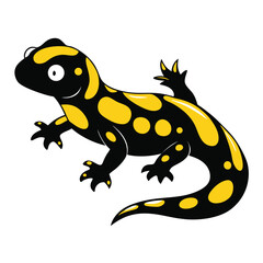 Cartoon Fire Salamander Illustration a Colorful and Engaging Image Showcasing the Charm and Uniqueness of this Iconic Amphibian in a Playful Style