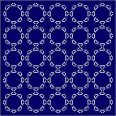 Fototapeta premium Silver-grey octagons interlock across a deep indigo canvas, weaving geometric symmetry and continuity into a seamless grid of rhythmic, endless harmony.