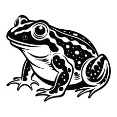 Stylized Vector Illustration of a Frog with Intricate Spot and Stripe Patterns in Black and White Detailed Wildlife Art