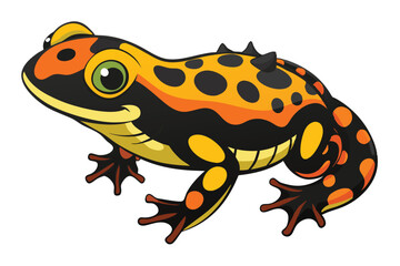 Vibrant Cartoon Rendition of a Fire Bellied Toad Displaying Striking Colors and Distinctive Markings in a Flat Style