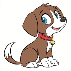 Adorable fluffy shih tzu dog with big eyes puppy cartoon
