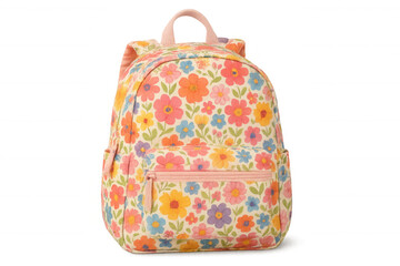 Floral-printed backpack with colorful design, offering stylish functionality for daily campus or urban commuting