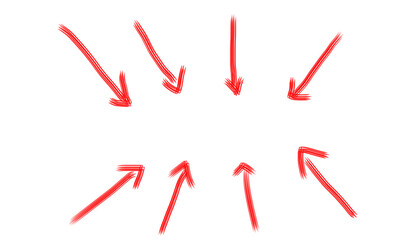 Red arrows converging and diverging from a central point, illustrating flow or connection.