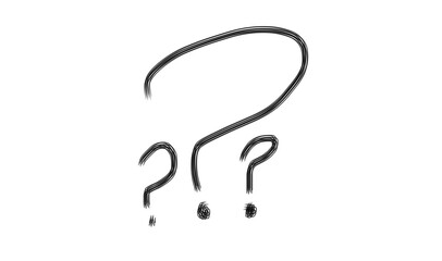 Three question marks are drawn in black on a white background, conveying uncertainty.
