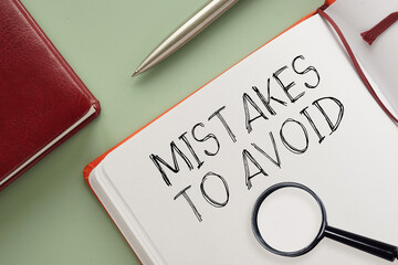 Mistakes to avoid message written on notebook page. Conceptual mistakes to avoids symbol