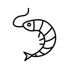 Shrimp Line Art Icon Isolated on White Background