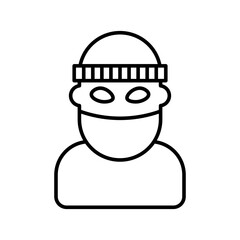 Robber Icon in Line Art Style Isolated on White Background