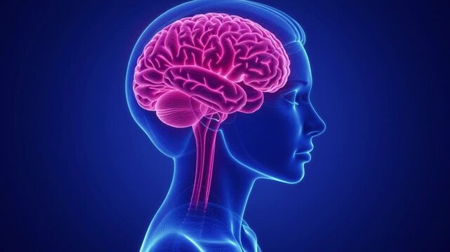 Cerebellum in woman head female brain anatomy illustration medical concept neural system structure 3d rendering human mind intelligence neuron activity healthcare education biological science visualiz