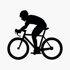 Cyclist Silhouette on Road Bicycle