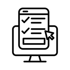 Online Form Submission on Computer Screen Isolated on White Background