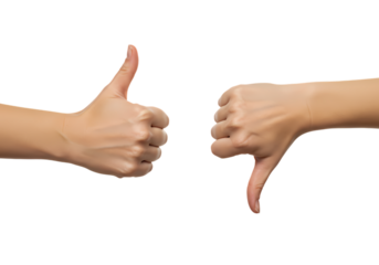 Thumbs Up Thumbs Down A Choice isolated on transparent background