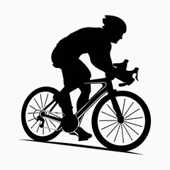 Cyclist Silhouette on Road Bicycle