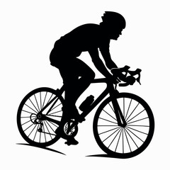 Cyclist Silhouette on Road Bicycle