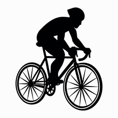 Cyclist Silhouette on Road Bicycle