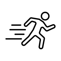 Running Person Icon in Motion with White Background