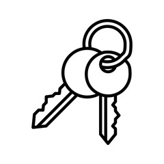 Two Keys on Ring, Isolated on White Background