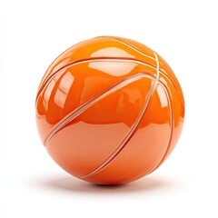 Fototapeta premium Shiny orange basketball with subtly emphasized white seams, isolated on white background