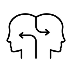 Two Heads Communicating, Isolated on White Background