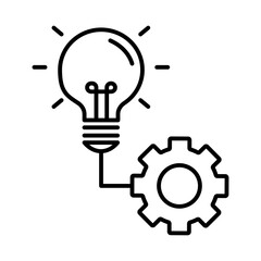 Light Bulb and Gear Icon, Isolated on White Background