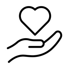 Hand Holding Heart Icon, Isolated on White Background