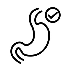 Stomach Icon with Check Mark, Isolated on White Background